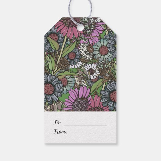 Retro Wildflower Winter Garden Cadeaulabel (Achterkant)