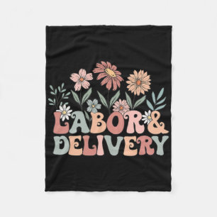 Retro Wildflowers Arbeids- en bezorgverpleegkundig Fleece Deken