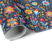 Retro  Wildflowers Botanisch Patroon Wrappi Cadeaupapier (Rol Hoek)