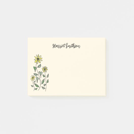 Retro Wildflowers Personalized Boho Botanical Post-it® Notes (Voorkant)