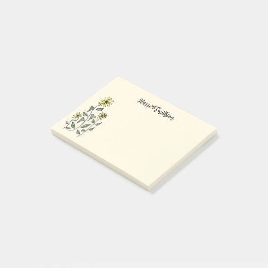 Retro Wildflowers Personalized Boho Botanical Post-it® Notes (Schuin)