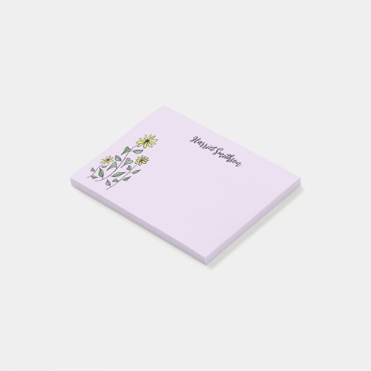 Retro Wildflowers Personalized Lilac Lavender Post-it® Notes (Schuin)