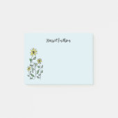 Retro Wildflowers Personalized Pastel Sky Blue Post-it® Notes (Voorkant)