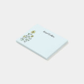 Retro Wildflowers Personalized Pastel Sky Blue Post-it® Notes (Schuin)