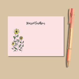 Retro Wildflowers Personalized Pink Botanical Post-it® Notes