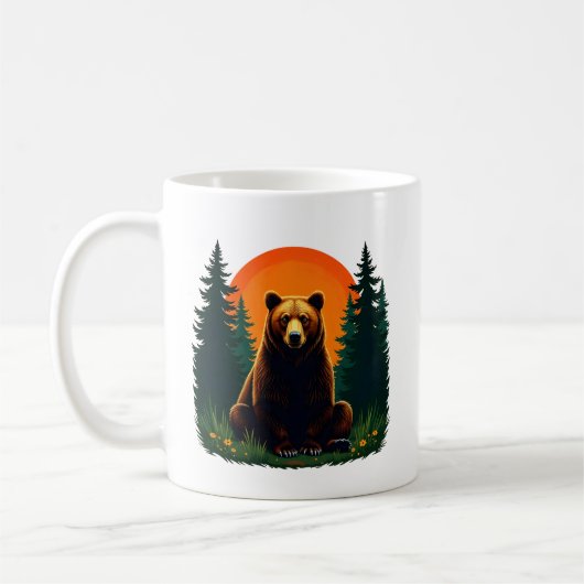 Retro Wildlife Forest Bear Outdoors Nature Koffiemok (Links)
