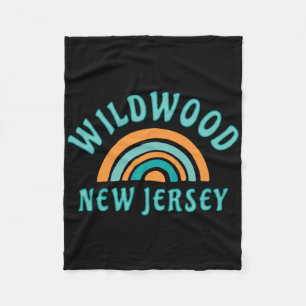 Retro Wildwood New Jersey Regenboog Nj Oceaan Stra Fleece Deken