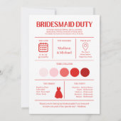 Retro Will You Be My Bridesmaid Red Pink Kaart (Achterkant)