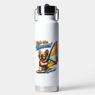 Retro Windsurfen Frenchie Rijdt de Golven Waterfles