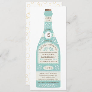 Retro Wine Fles Bridal Shower Invitation II Kaart