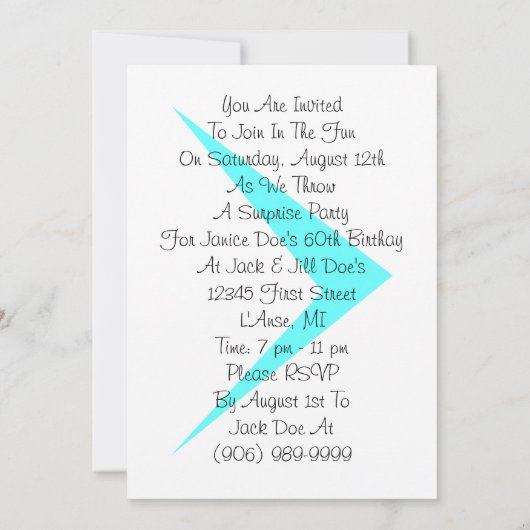 Retro Wink Surprise Turquoise w/ Rhyme Invitation Kaart (Achterkant)