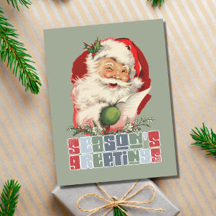 Retro Winking Kerstman Seizoen Groet Kerstmis Feestdagenkaart