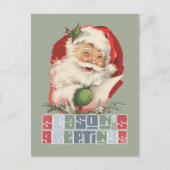 Retro Winking Kerstman Seizoen Groet Kerstmis Feestdagenkaart (Voorkant)