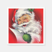 Retro Winking Santa die zijn lijst controleert Servet (Voorkant)