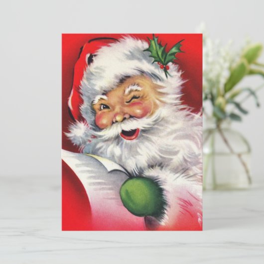  Retro Winking Sinterklaas Aangepaste Kerstmis Kaart (Staand voorkant)