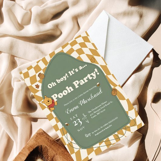 Retro Winnie the Pooh "Oh Boy! It's a Pooh Party!" Kaart