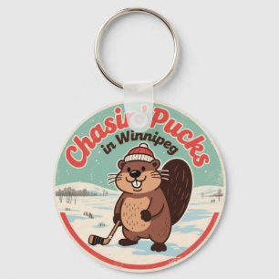 Retro Winnipeg Beaver Hockey Sleutelhanger