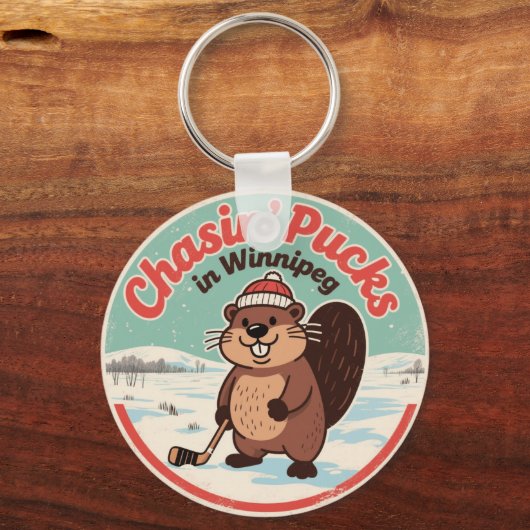 Retro Winnipeg Beaver Hockey Sleutelhanger (Voorkant)