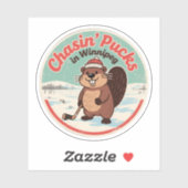 Retro Winnipeg Beaver Hockey Sticker (Vel)
