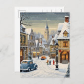 Retro Winter Cityscape Feestdagenkaart (Voorkant / Achterkant)