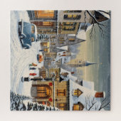 Retro Winter Cityscape Legpuzzel (Horizontaal)
