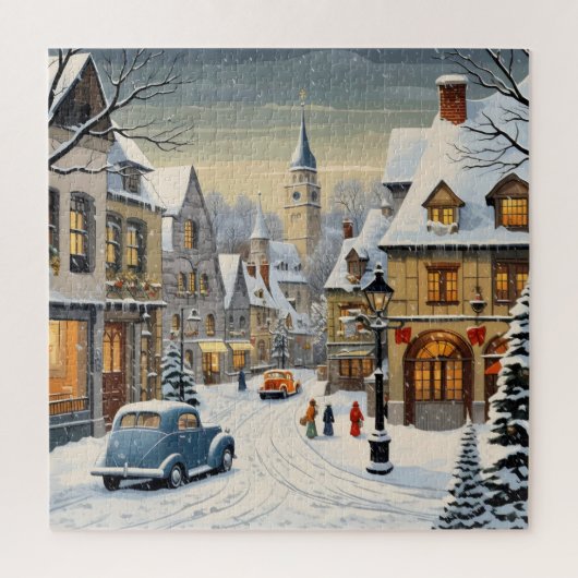 Retro Winter Cityscape Legpuzzel (Verticaal)