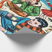 Retro Winter Comics Cadeaupapier (Hoek)