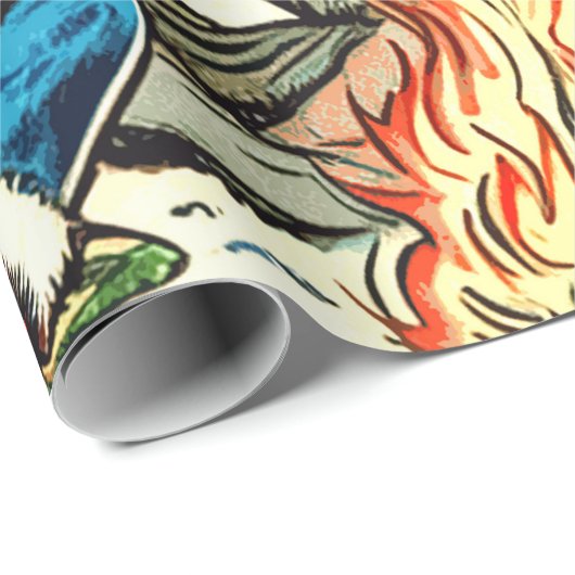 Retro Winter Comics Cadeaupapier (Rol Hoek)