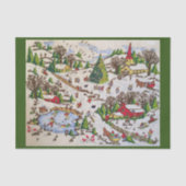 Retro  Winter Holiday Scene Tissuepapier (Voorkant)