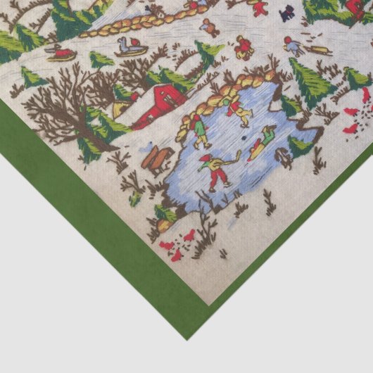 Retro Winter Holiday Scene Tissuepapier (Detail)