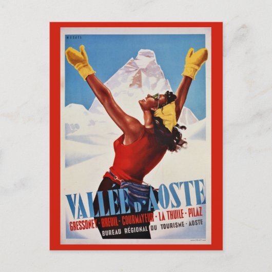  retro-winter Italiaans Alps-Briefkaart Briefkaart (Voorkant)