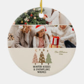 Retro Winter Kisses & Snowflake Wishes Keramisch Ornament (Achterkant)
