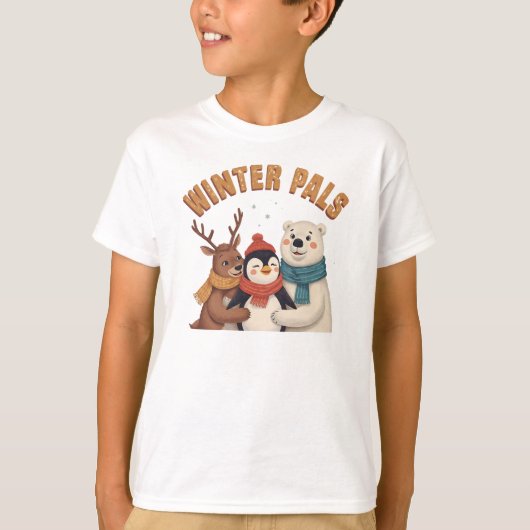 Retro Winter Pals Cute Animal Friends T Shirt (Voorkant)