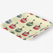 Retro Winter Ski Gondola Lift Skiërs Cream Papieren Bordje (Gebogen)