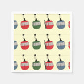 Retro Winter Ski Gondola Lift Skiërs Cream Servet (Voorkant)