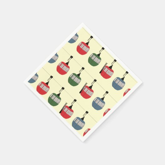 Retro Winter Ski Gondola Lift Skiërs Cream Servet (Hoek)