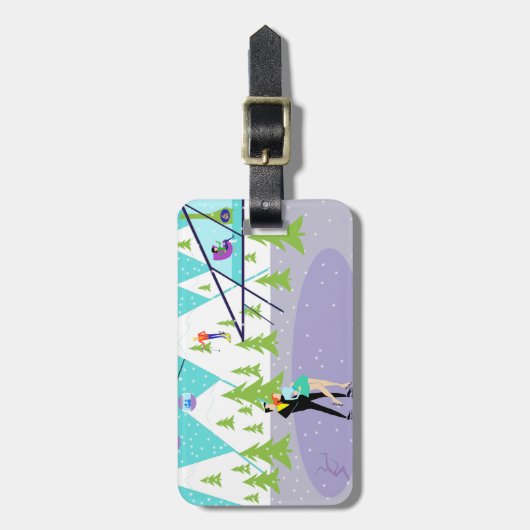  Retro Winter Ski Resort Bagagelabel (Voorkant verticaal)