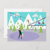 Retro Winter Ski Resort Briefkaart (Voorkant / Achterkant)