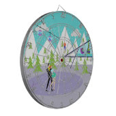 Retro Winter Ski Resort Dart Board Dartbord (Voorkant Links)
