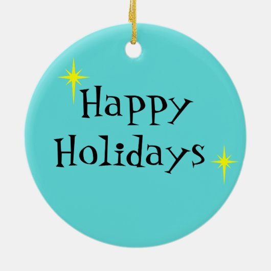 Retro Winter Ski Resort kerstversiering Keramisch Ornament (Achterkant)