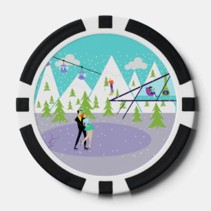 Retro Winter Ski Resort Poker Chip