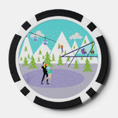 Retro Winter Ski Resort Poker Chip (Achterkant)