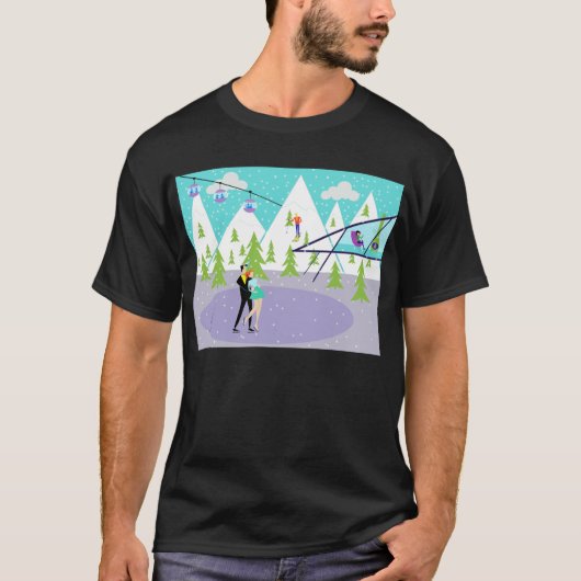 Retro Winter Ski Resort T-Shirt (Voorkant)