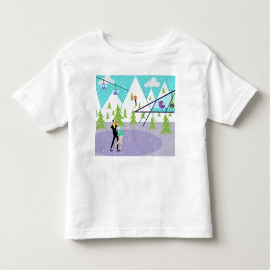 Retro Winter Ski Resort T-Shirt (Voorkant)