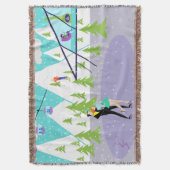 Retro Winter Ski Resort Throw Blanket Deken (Voorkant Verticaal)