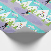 Retro Winter Ski Resort Wrappapier Cadeaupapier (Hoek)