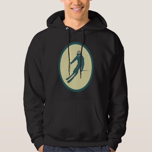 Retro Winter Skiing Vintage Extreme Sport Hoodie (Voorkant)