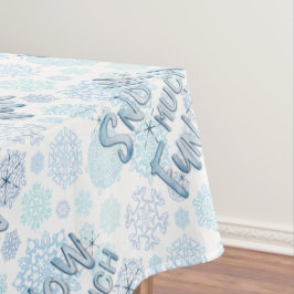 Retro Winter Snowflakes Funny SNOW MUCH FUN Tafelkleed