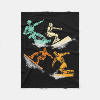 Retro Winter Sport Snowboarder Snowbo Fleece Deken