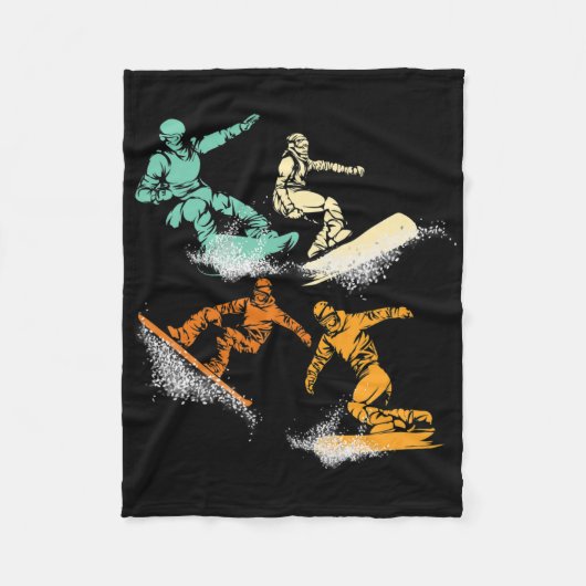 Retro Winter Sport Snowboarder Snowbo Fleece Deken (Voorkant)